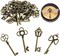 30 PCS Vintage Skeleton Keys Flying Keys Charms with 30 Pairs Dragonfly Wings and 30 Yards Elastic Crystal String for DIY Jewelry Making Wedding Party Favors Room Decor